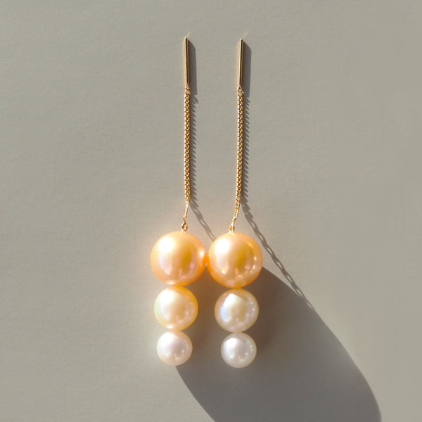 Chain Trio Pearl Earrings