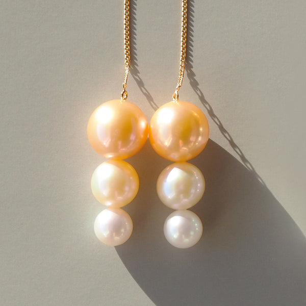 Chain Trio Pearl Earrings