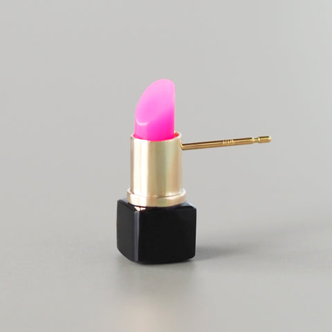 Lipstick Single Earring (Hot Pink Chalcedony)