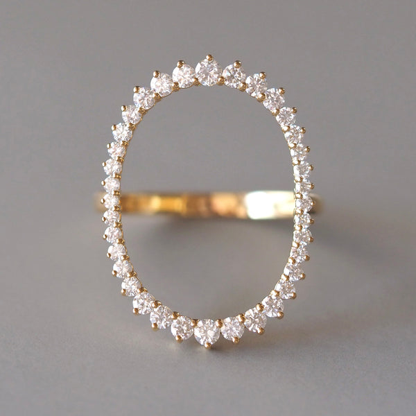 K18YG / Oval Halo Ring