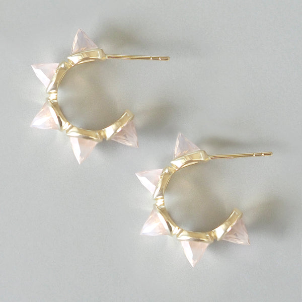 Goddess Hoop Earrings (Rose Quartz)