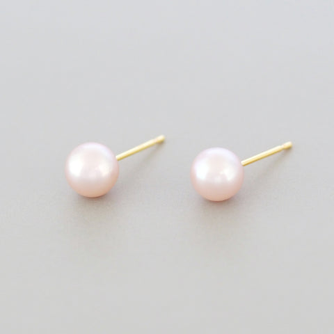 Round Pearl Earrings (Pink)