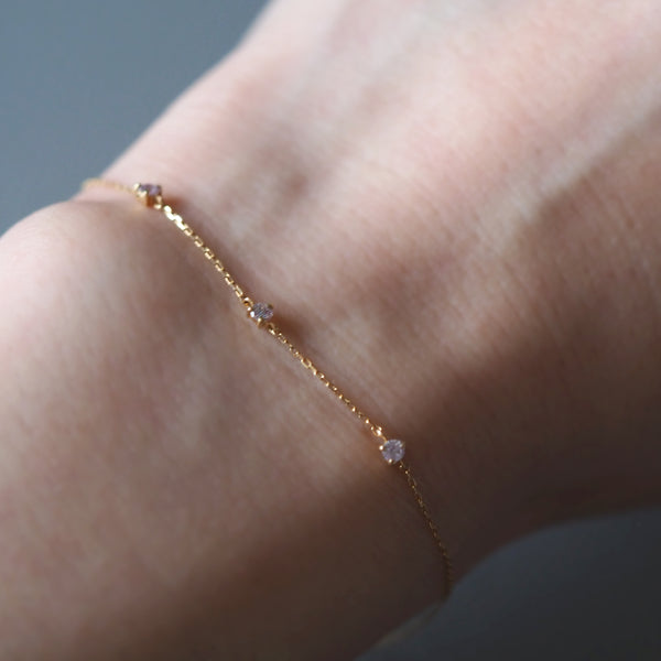 Moonlight 3 Stones Bracelet (Pink Diamonds)