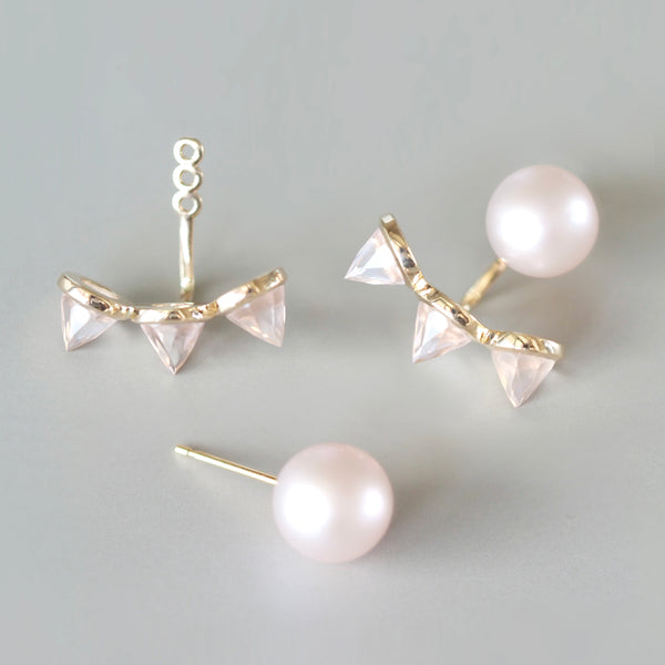 Goddess Ear Jackets (Rose Quartz)