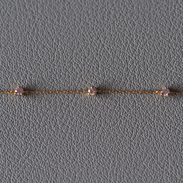 Moonlight 3 Stones Bracelet (Pink Diamonds)