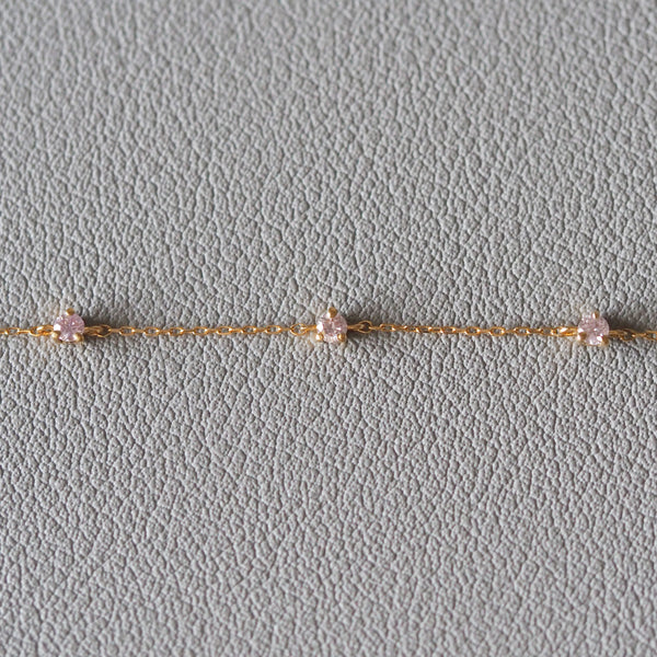 Moonlight 3 Stones Bracelet (Pink Diamonds)