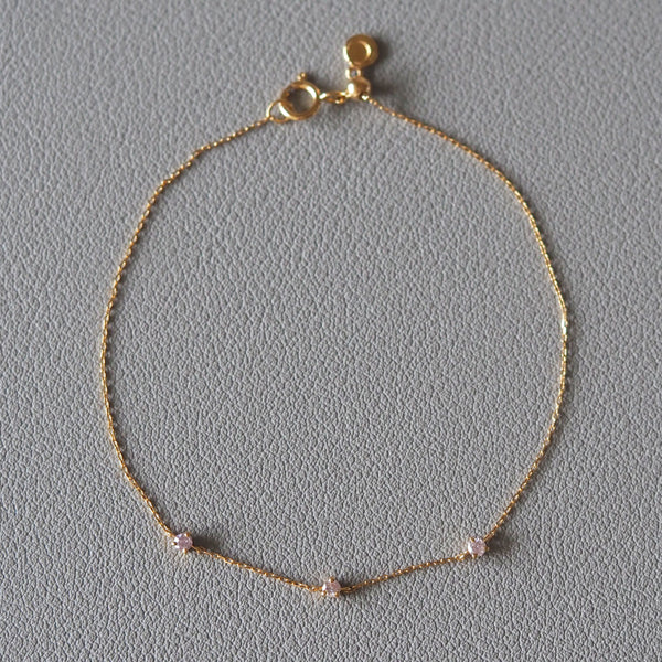Moonlight 3 Stones Bracelet (Pink Diamonds)