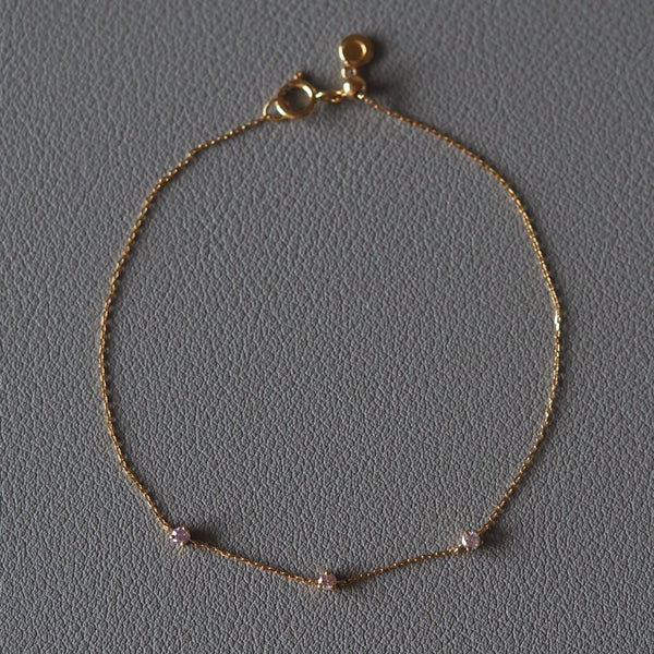 Moonlight 3 Stones Bracelet (Pink Diamonds)