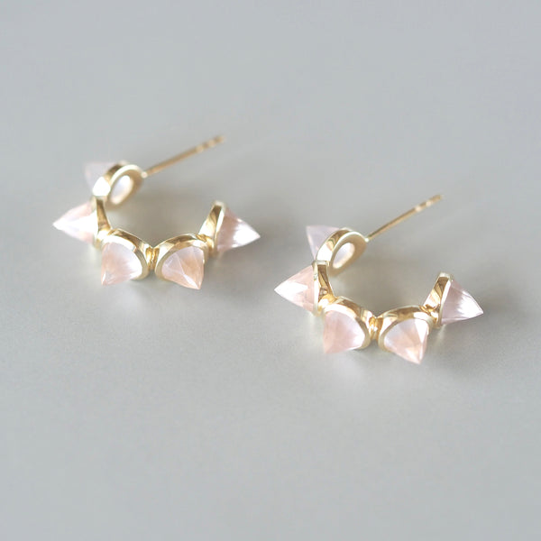 Goddess Hoop Earrings (Rose Quartz)