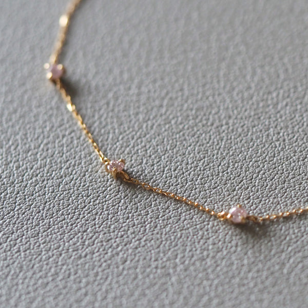 Moonlight 3 Stones Bracelet (Pink Diamonds)