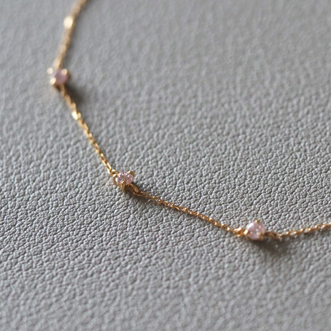 Moonlight 3 Stones Bracelet (Pink Diamonds)