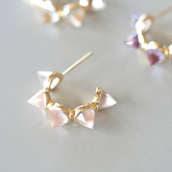 Goddess Hoop Earrings (Rose Quartz)