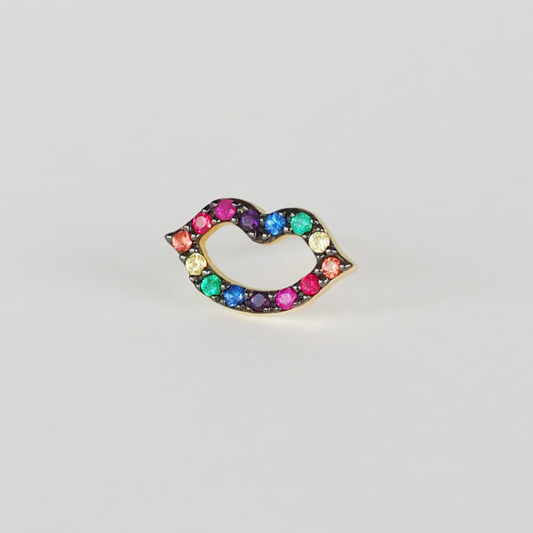 Neon Lip Single Earring (Black Rainbow)