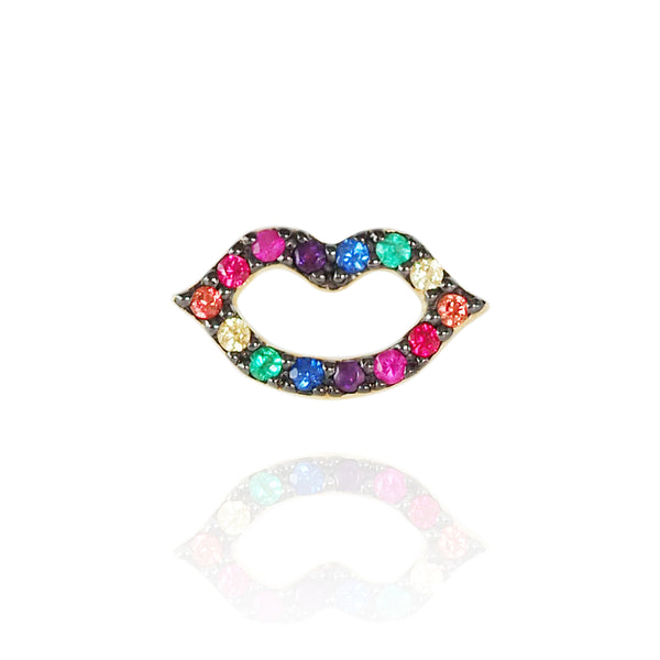 Neon Lip Single Earring (Black Rainbow)