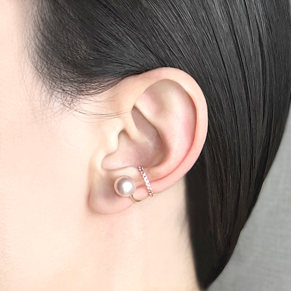 Pearl Pave Ear Cuff (Pink Sapphire)