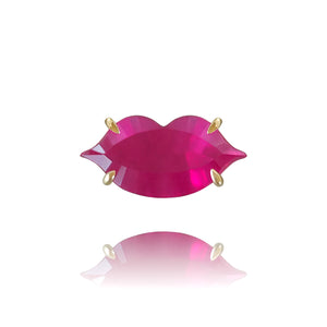 Lip Single Earring (Pink Ruby)