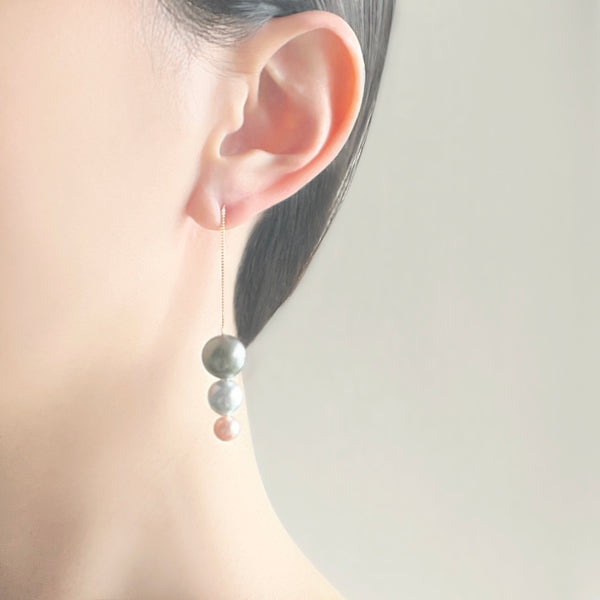 Chain Trio Pearl Earrings