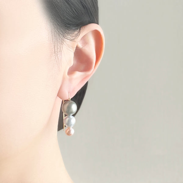 Chain Trio Pearl Earrings
