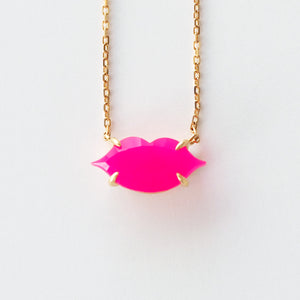 Lip Necklace (Pink Chalcedony)
