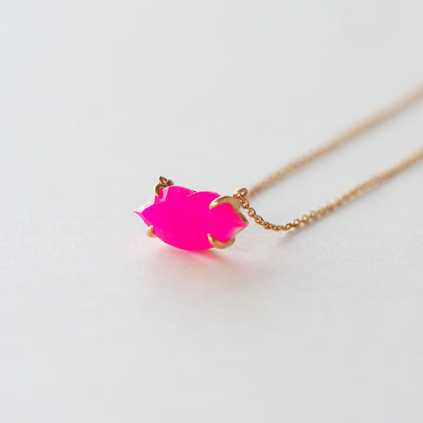Lip Necklace (Pink Chalcedony)