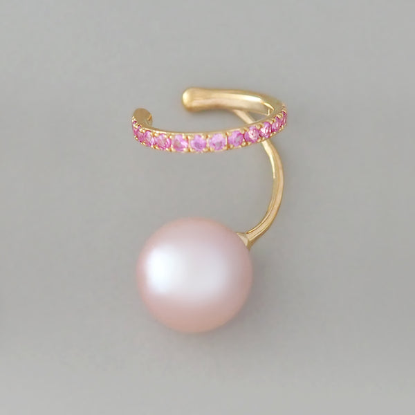 Pearl Pave Ear Cuff (Pink Sapphire)