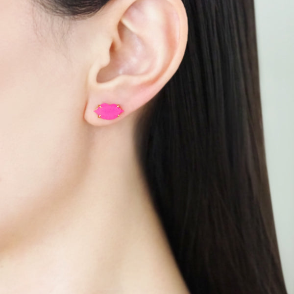 Lip Single Earring (Pink Chalcedony)