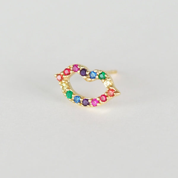 Neon Lip Single Earring (Rainbow)