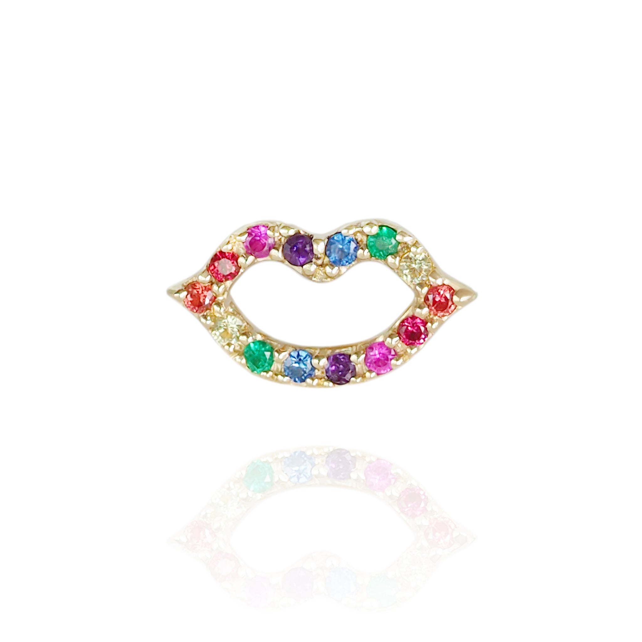 Neon Lip Single Earring (Rainbow)