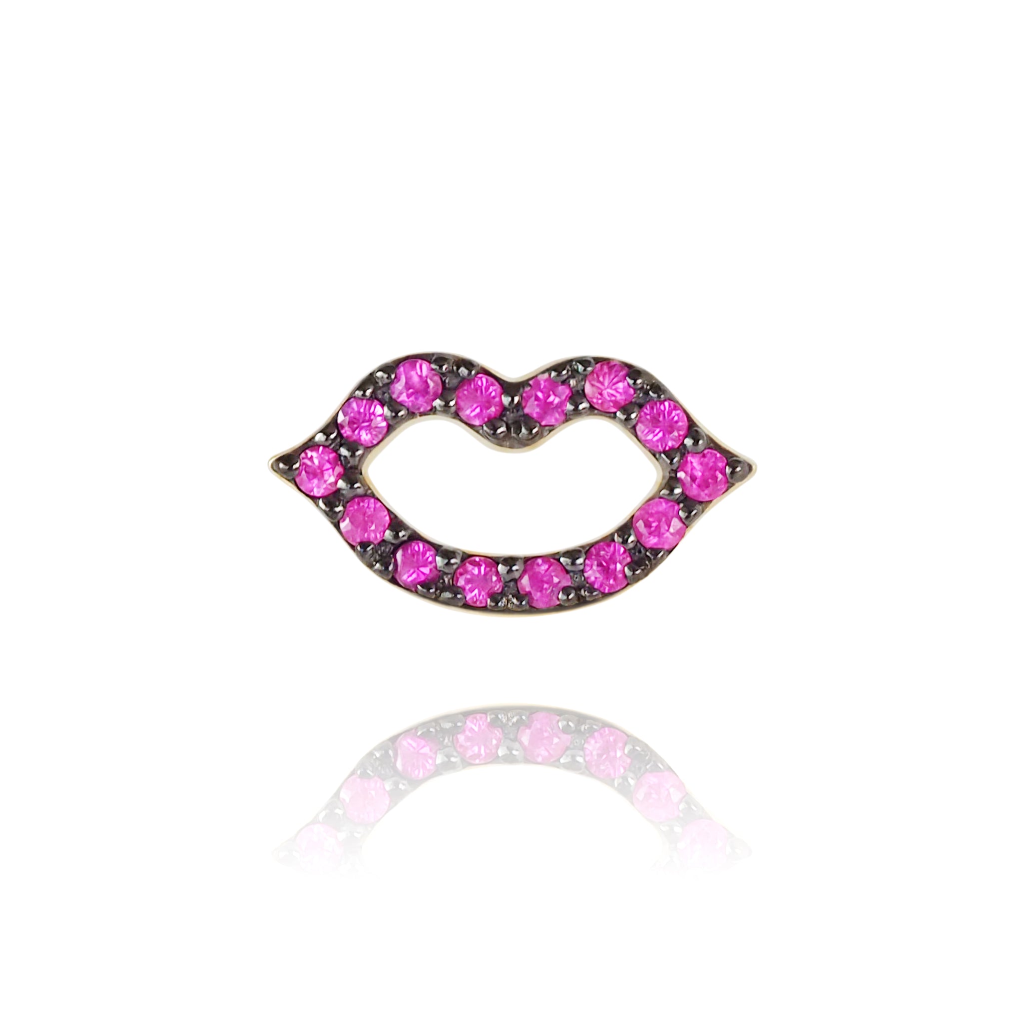 Neon Lip Single Earring (Pink Ruby)