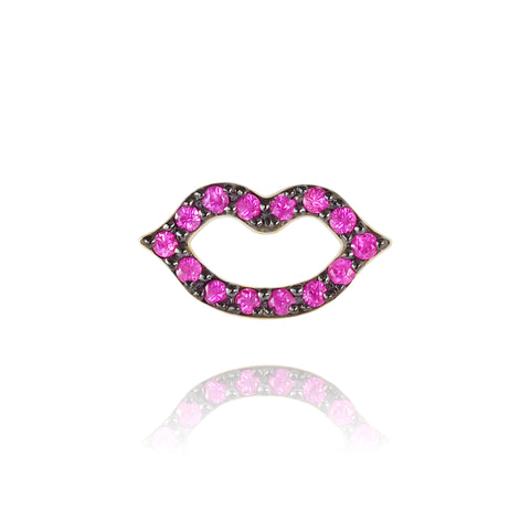 Neon Lip Single Earring (Pink Ruby)