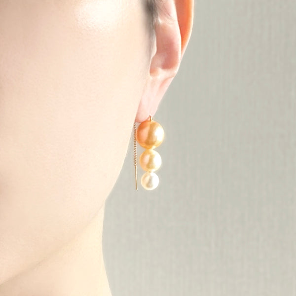 Chain Trio Pearl Earrings