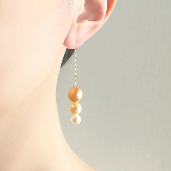 Chain Trio Pearl Earrings