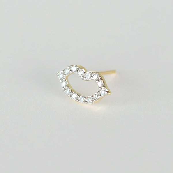 Neon Lip Single Earring (White Diamonds)