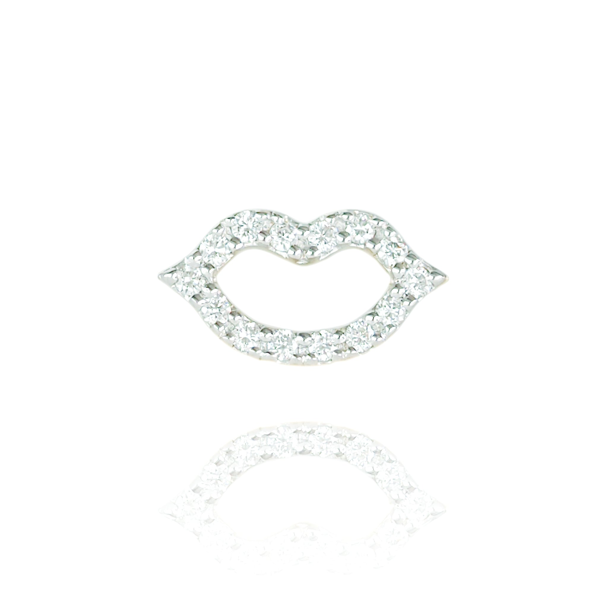 Neon Lip Single Earring (White Diamonds)