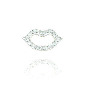 Neon Lip Single Earring (White Diamonds)