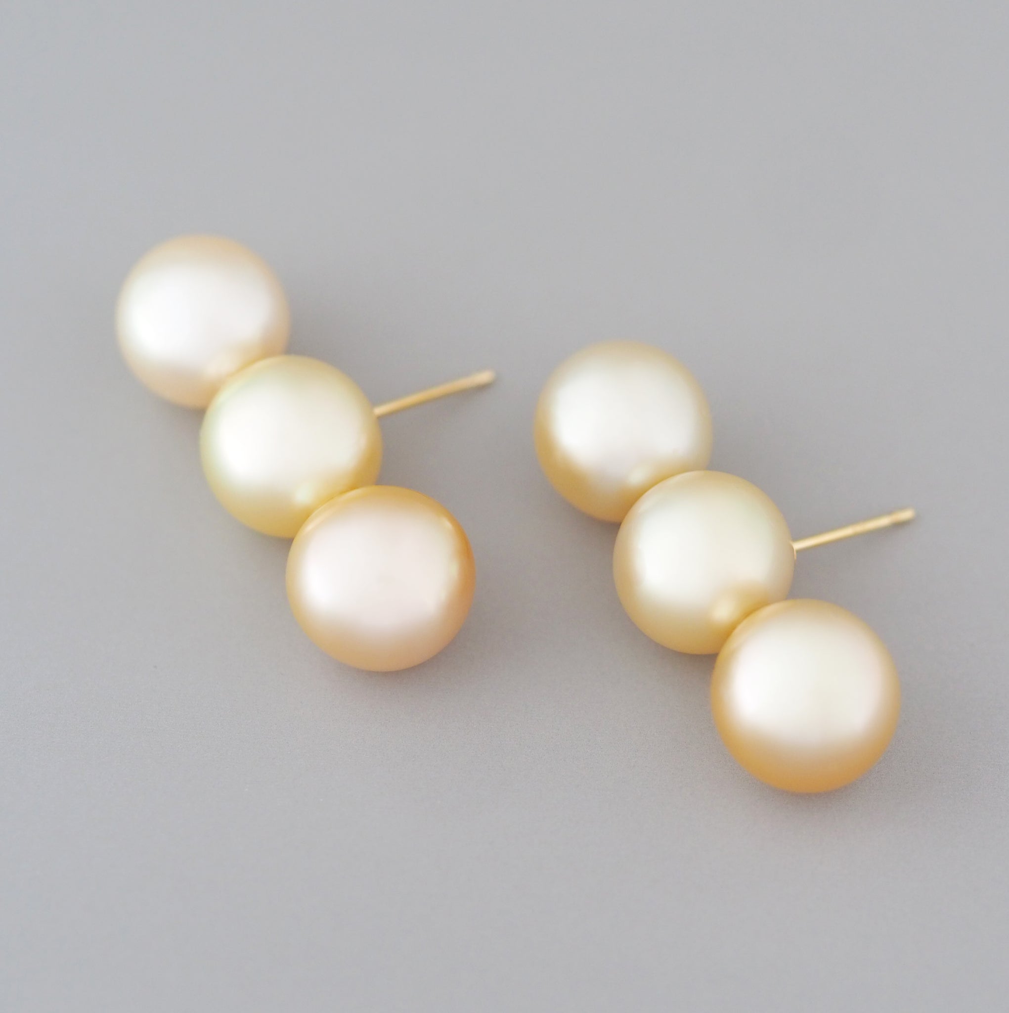 Triple Gold Pearl Earrings (Large)