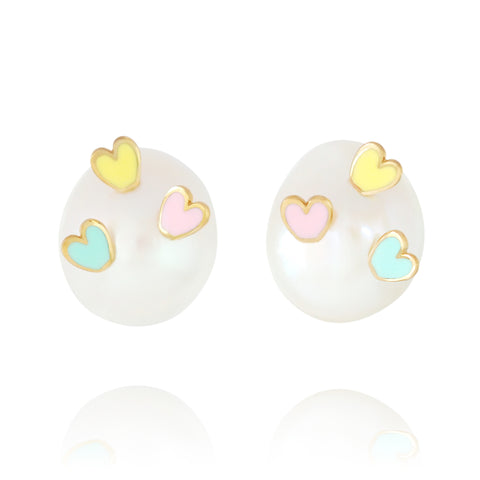 Striking Hearts Tricolour Earrings