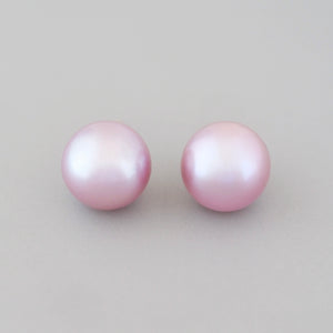 Round Pearl Earrings (Purple)
