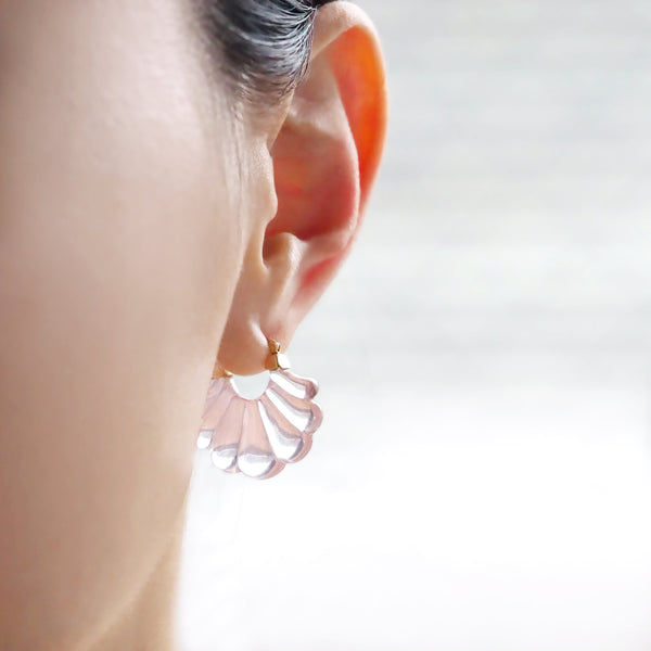 Shell Earrings (Rose Quartz)